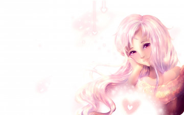 Картинка аниме день+святого+валентина розовые волосы сердечки улыбка девушка