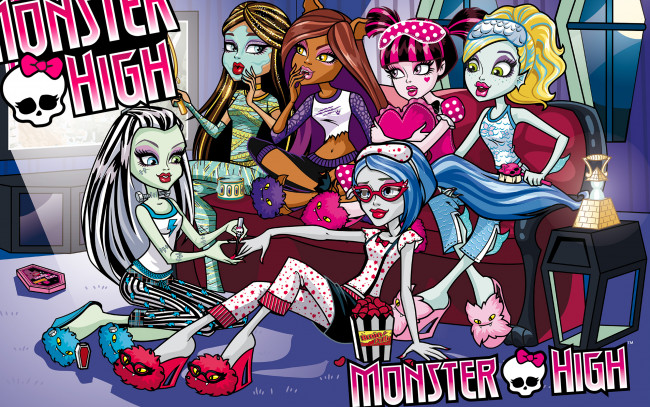 Обои картинки фото monster high, мультфильмы, - monster high, диван, персонажи, монстры, девушки, monster, high