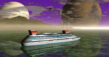 Картинка 3д+графика море+ sea корабль море