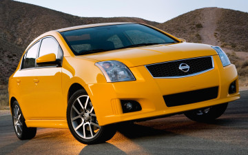 обоя nissan sentra se-r, автомобили, nissan, datsun, ниссан, желтый, горы, дорога