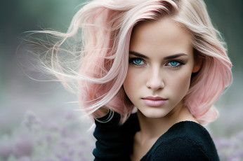 Картинка девушки -+лица +портреты макияж розовые волосы взгляд