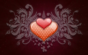 обоя векторная графика, сердечки , hearts, сердечки, орнамент