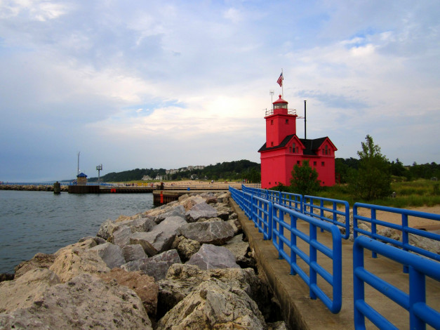 Обои картинки фото holland, harbor, mi, природа, маяки, сша