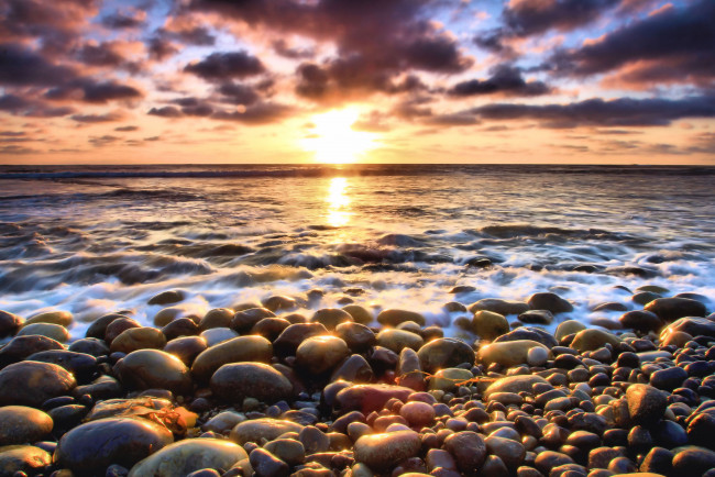 Обои картинки фото природа, восходы, закаты, солнце, камни, море