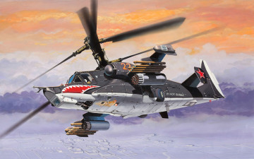 Картинка ка 50 авиация 3д рисованые graphic одноместный вертолет ударный российский боевой