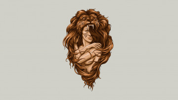Картинка рисованные минимализм фон волосы девушка лев