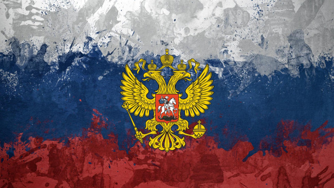 Обои картинки фото разное, флаги,  гербы, орел, герб, мазки, пятна, россия, флаг