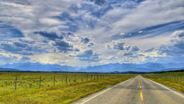 Картинка природа дороги поля дорога облака