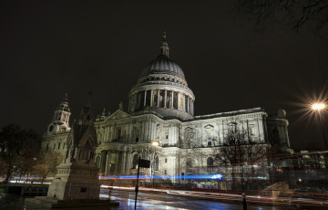 Картинка города -+католические+соборы +костелы +аббатства огни ночь st paul's cathedral лондон