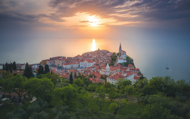 Обои картинки фото piran, slovenia, города, - панорамы