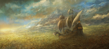 Картинка фэнтези пейзажи корабль