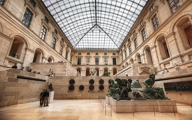 Обои картинки фото inside, the, louvre, museum, paris, интерьер, дворцы, музеи