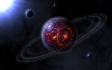 Картинка космос арт катаклизм кольца планета солнце