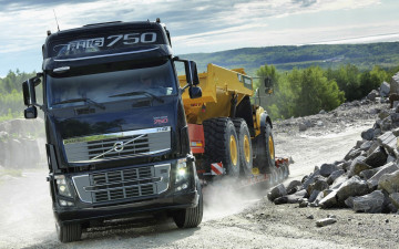 обоя volvo, автомобили, trucks, перевозка, автопоезд