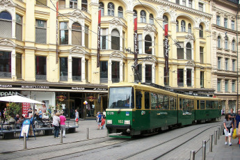 Картинка техника трамваи рельсы улица трамвай город