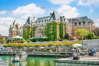 обоя the empress hotel - victoria,  british columbia,  canada, города, - улицы,  площади,  набережные, empress, hotel, victoria, british, columbia, canada, виктория, британская, колумбия, канада, отель, здание, набережная