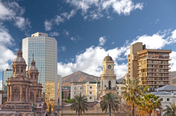 Картинка santiago +chile города -+столицы+государств chile сантьяго Чили здания пальмы