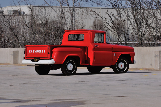 Обои картинки фото автомобили, chevrolet, c1404, pickup, stepside, красный, c10