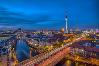 Картинка berlin города берлин+ германия огни ночь