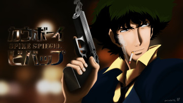 Картинка аниме cowboy+bebop дым сигарета оружие пистолет мужчина spiegel spike