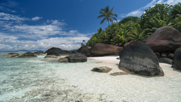 Картинка природа побережье море берег остров сейшельские острова камни