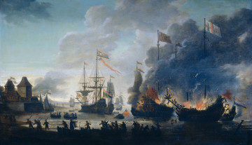 Картинка рисованное живопись море корабли