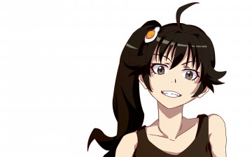 Картинка аниме bakemonogatari девушка фон взгляд