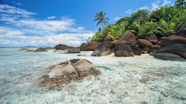 Обои картинки фото природа, побережье, море, берег, камни, остров, сейшельские, острова