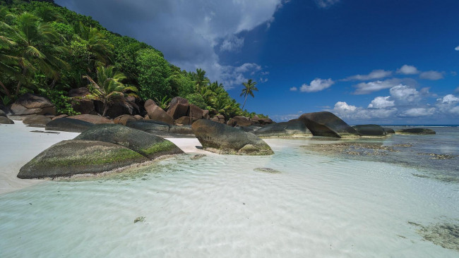 Обои картинки фото природа, побережье, сейшельские, острова, берег, камни, остров, море