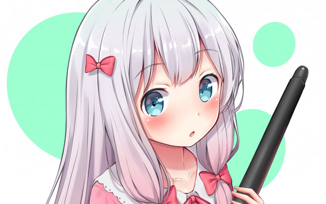 Обои картинки фото аниме, eromanga-sensei, девушка, фон, взгляд