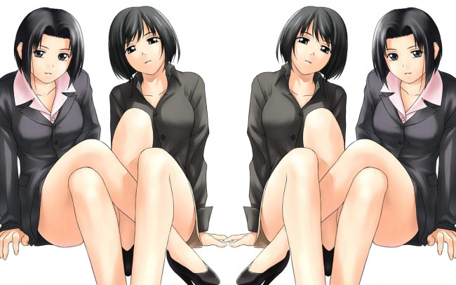 Обои картинки фото аниме, unknown,  другое, девушки, брюнетки, рубашка, жакет