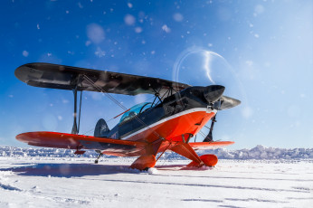 Картинка авиация лёгкие+одномоторные+самолёты снег пропеллер биплан крылья самолет зима