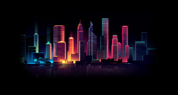 Картинка векторная+графика город+ city дома город ночь