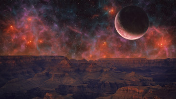 Картинка 3д+графика атмосфера настроение+ atmosphere+ +mood+ горы звезды планета галактика вселенная