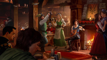 Картинка рисованное люди средневековая таверна