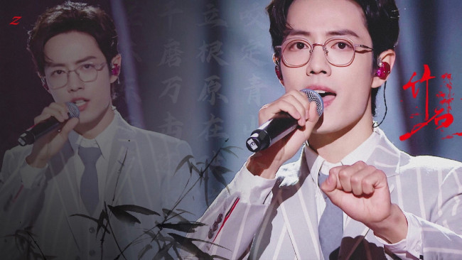 Обои картинки фото мужчины, xiao zhan, актер, пиджак, микрофон
