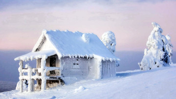 обоя города, - здания,  дома, зима, дом, снег