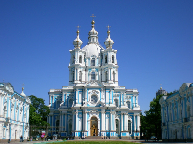 Обои картинки фото смольный, собор, санкт, петербург, города, петергоф, россия