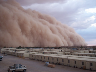 Картинка природа стихия домики песчаная буря