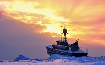 Картинка корабли катера зима катер закат