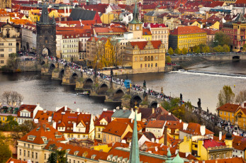 Картинка города прага Чехия карлов мост влтава панорама