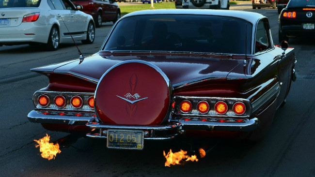 Обои картинки фото автомобили, выставки, уличные, фото, chevrolet, 1959-1961, impala