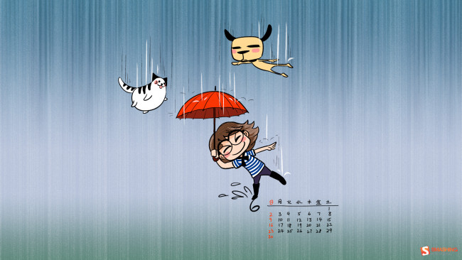 Обои картинки фото календари, рисованные, векторная, графика, рисунок, зонтик