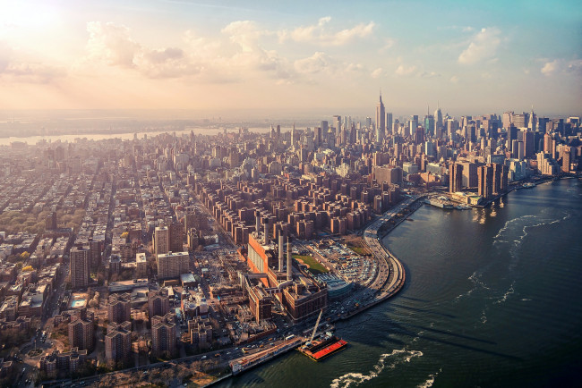 Обои картинки фото города, нью, йорк, сша, небоскребы, манхэттен, панорама