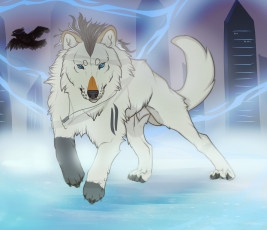 Картинка рисованные животные +волки серый зверь волк