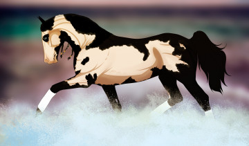 Картинка рисованные животные +лошади пятнистая лошадь