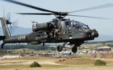 Картинка авиация вертолёты ah-64 apache боевой вертолёт сша пилоты взлёт
