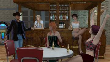 Картинка 3д+графика люди+ people напитки стол мужчина фон взгляд девушки