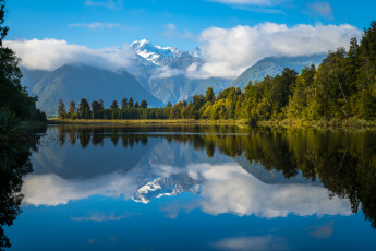 Картинка природа реки озера новая зеландия южные альпы озеро горы лес отражение