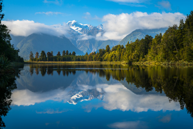 Обои картинки фото природа, реки, озера, новая, зеландия, южные, альпы, озеро, горы, лес, отражение